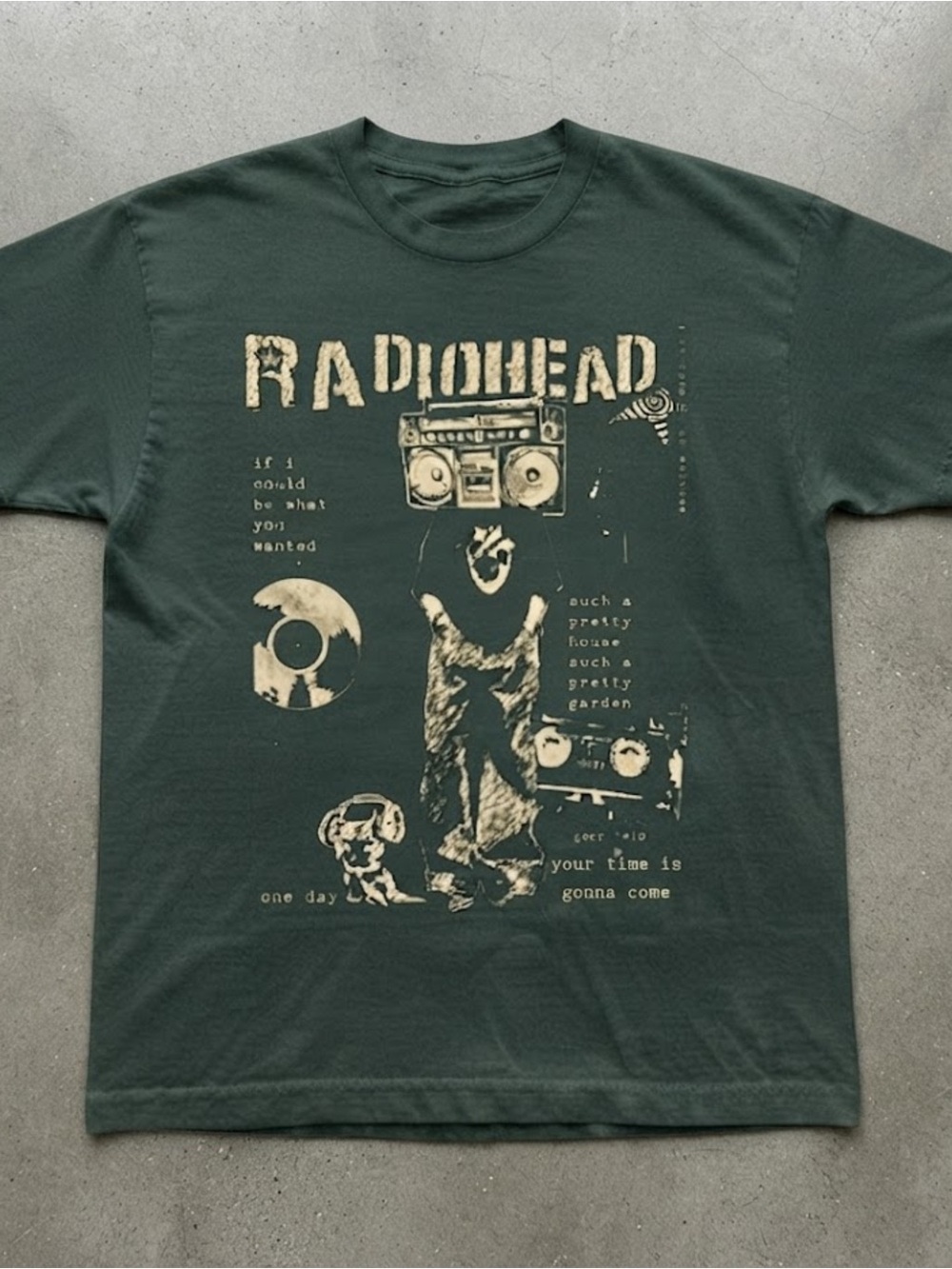Radiohead Alternative Rock Band Dark Green Gildan T-Shirt